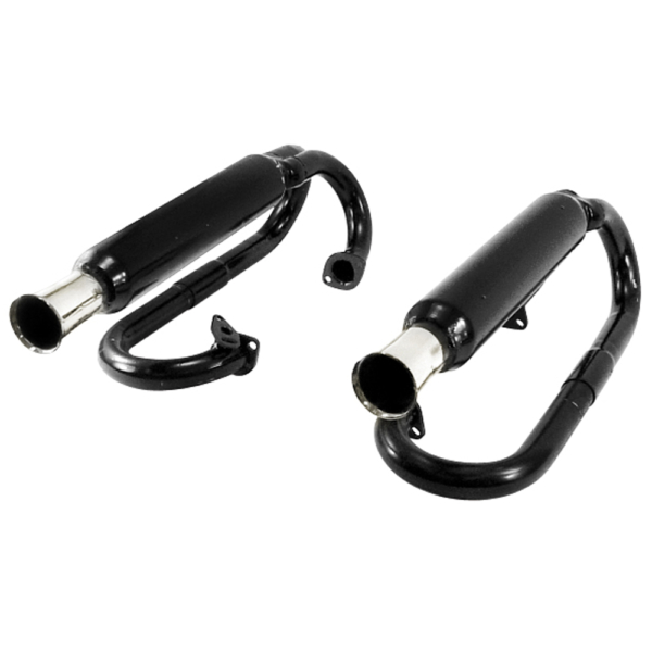 So. Cal. Classic VW Parts EMPI Dual Dune Buggy Style Exhaust System without Heater, Black with Chrome Tips