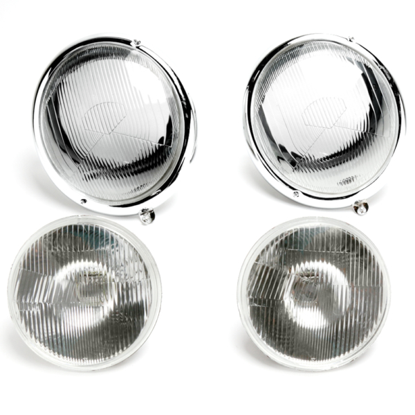 So. Cal. Classic VW Parts Headlight Kit, Cible Style Fluted Lenses, fits '49-'67 Bug & Bus