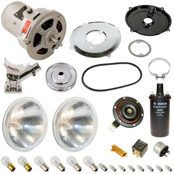 So. Cal. Classic VW Parts 12 Volt Conversion Kit with Bosch Alternator & Chrome Parts