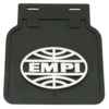 So. Cal. Classic VW Parts EMPI Billet Aluminum Roller Pedal EMPI Mud Flaps, Black with White Logo, fits Bug & Super Beetle