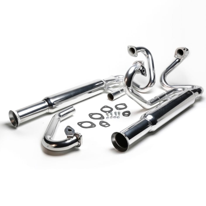 TriMil Bazooka Exhaust System with Flared Tips & Heat Risers, Polished