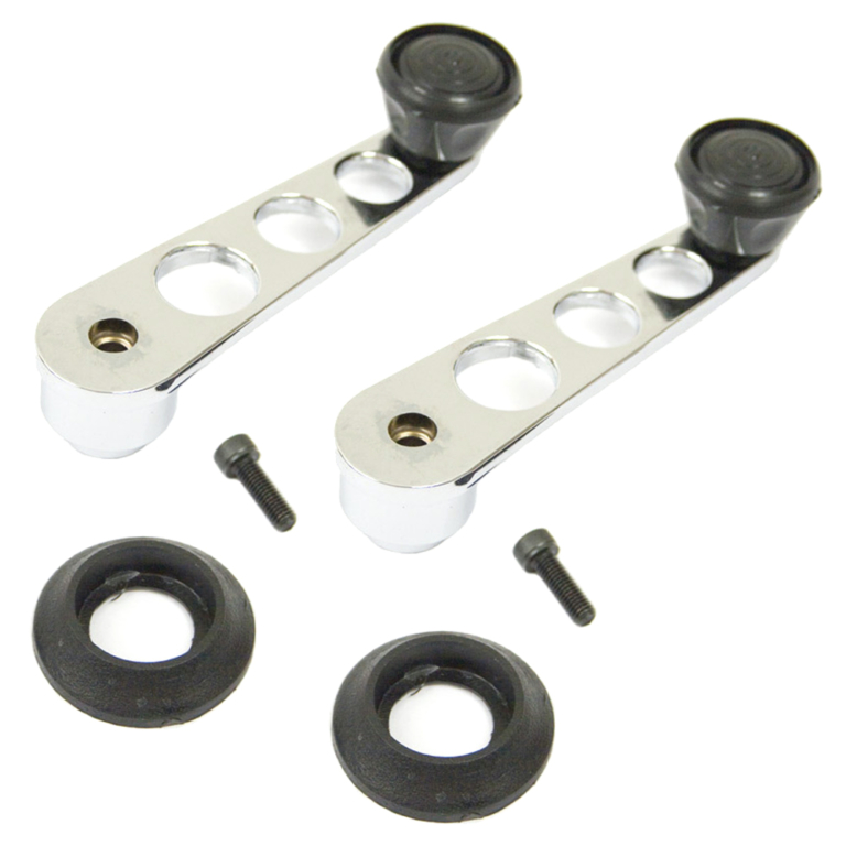 2x Walnut Wood & Chrome Door Lock Pulls Set For Volkswagen
