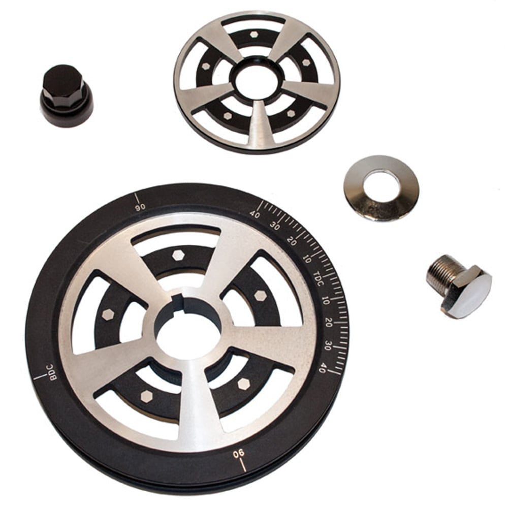 Raider Design Pulley Kit, Standard Diameter, Black & Silver | Classic VW Parts for Beetle, Bus, Ghia, Thing, Type 3