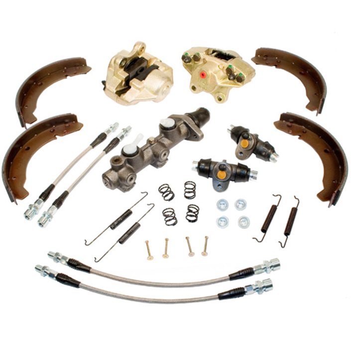 Brake Rebuild Kit with Front Disc Brakes & Stainless Steel Hoses, fits ’69’74 Ghia AC