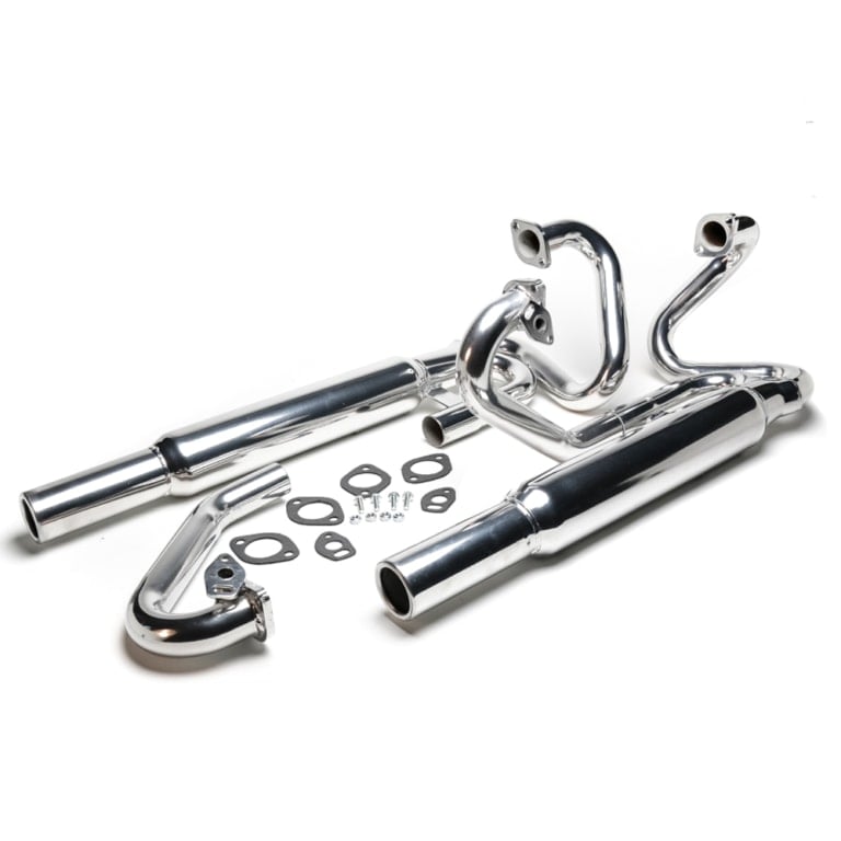 TriMil Bazookas Exhaust System with Round Tips & Heat Risers, Polished