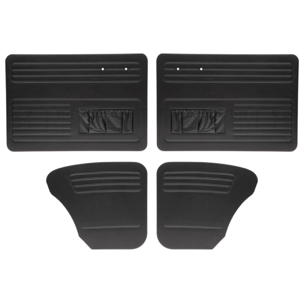 So. Cal. Classic VW Parts Door Panels, Bug '58-'64, Black Vinyl with Pockets