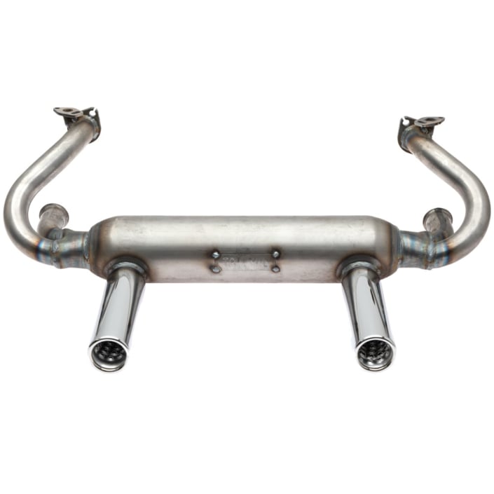 TriMil Euro TwoTip Exhaust System with Heat Risers, Raw Steel Finish with Chrome Tips Tri