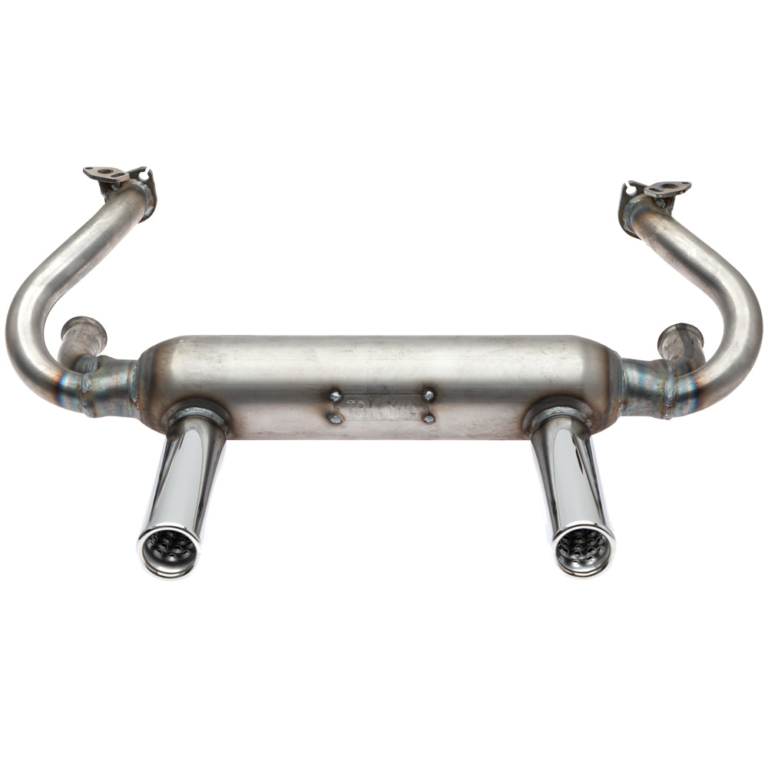Tri-Mil Euro Two-Tip Exhaust System with Heat Risers, Raw Steel Finish ...