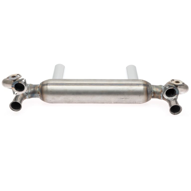 TriMil Euro TwoTip Exhaust System with Heat Risers, Raw Steel Finish