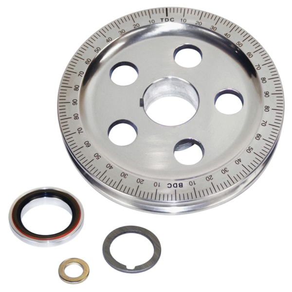 So. Cal. Classic VW Parts EMPI Power Pulley, Sand Seal, Polished with Black Numbers