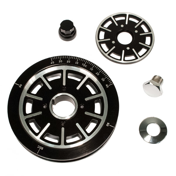 So. Cal. Classic VW Parts Gasser 4-Lug Design Pulley Kit, Standard Diameter, Black & Silver