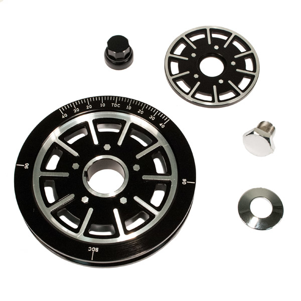 So. Cal. Classic VW Parts Gasser 5-Lug Design Pulley Kit, Standard Diameter, Black & Silver