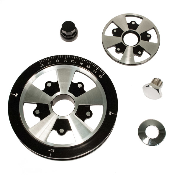 So. Cal. Classic VW Parts 5-Spoke Design Pulley Kit, Standard Diameter, Black & Silver