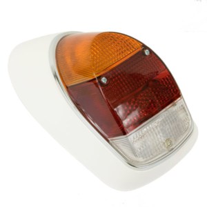 So. Cal. Classic VW Parts Tail Light Assembly, Left Side, Euro-Spec Amber & Red Lens, fits '68-'70 Bug