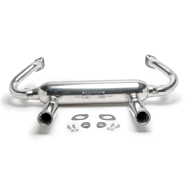 So. Cal. Classic VW Parts Tri-Mil Euro Two-Tip Exhaust System, Dropped Tips without Heat Risers, Polished Ceramic Coated