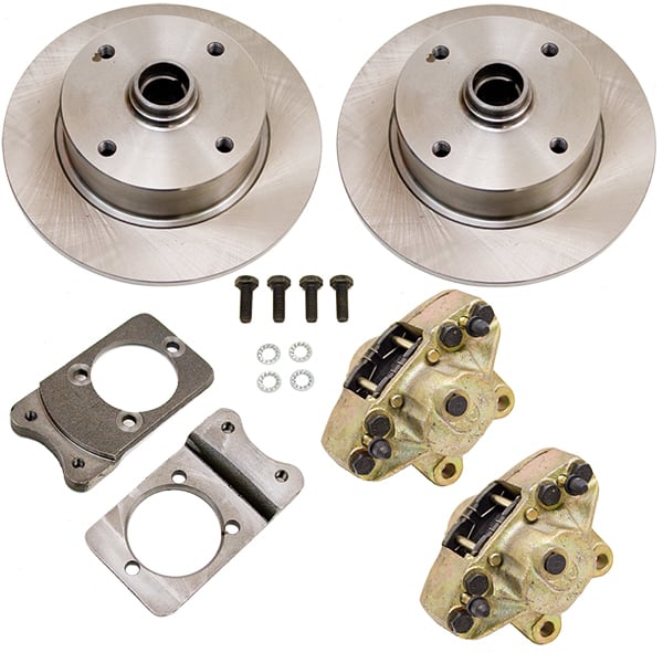 So. Cal. Classic VW Parts No Hassle Front Disc Brake Kit, 4-Lug VW Pattern - 4 x 130mm, fits '66-'77 Bug, Ghia & Thing Stock Drum Spindles