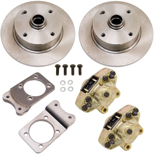 So. Cal. Classic VW Parts No Hassle Front Disc Brake Kit, 4-Lug VW Pattern - 4 x 130mm, fits ’71-’79 Super Beetle Stock Drum Spindles