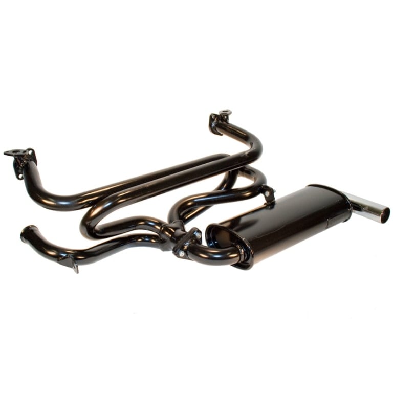 TriMil Single QuietPak Exhaust System, Heat Risers, Satin Black
