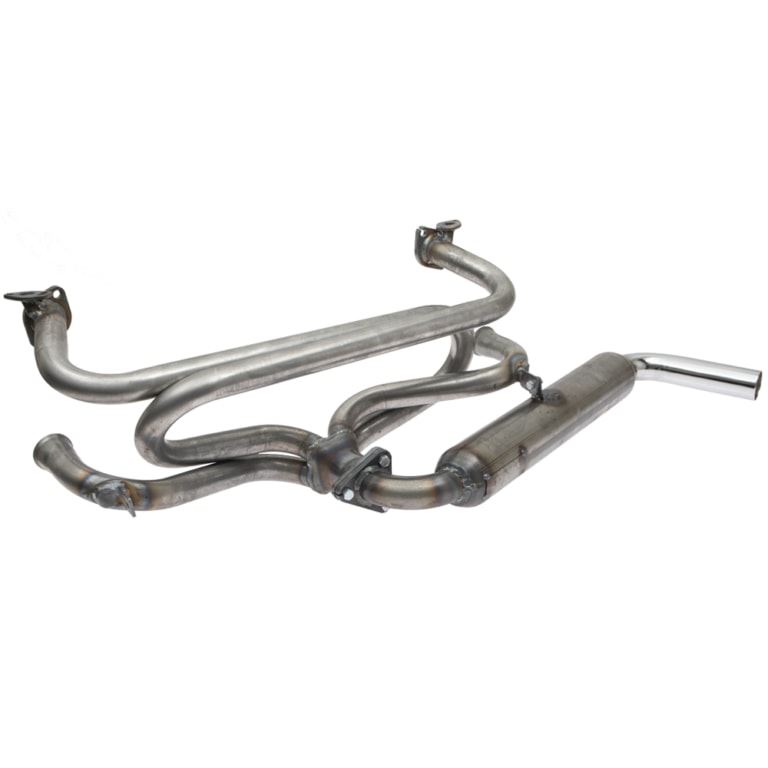 Tri-Mil Single Glass-Pak Exhaust System with Heat Risers, Raw Steel ...