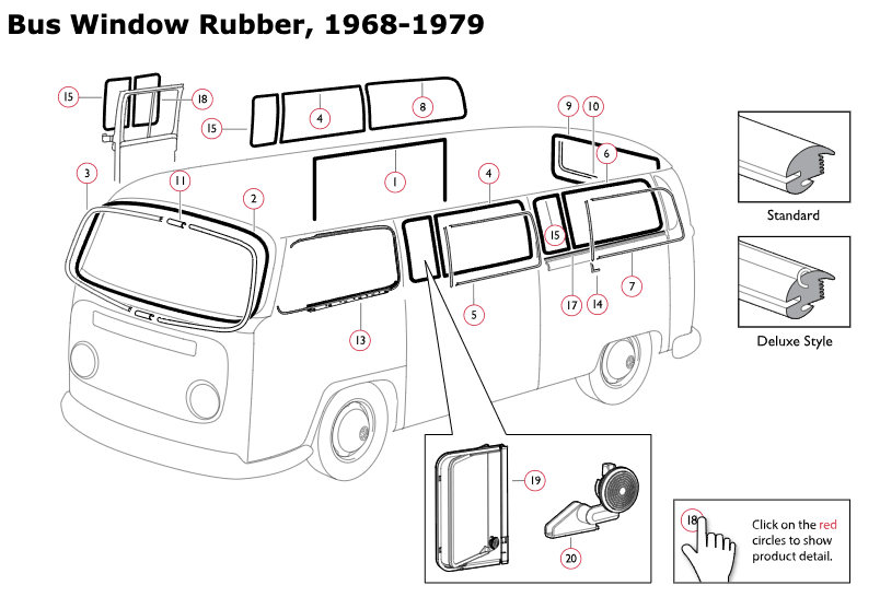 So. Cal. VW Parts 1968-1979 Bus Window Rubber