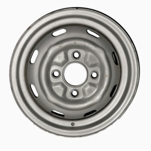 So. Cal. Classic VW Parts - Blem Steel Wheel, VW Factory New Old Stock, 4 lug, 15” x 4.5” wide, Silver fits Bug, Super Beetle, Ghia and Type 3