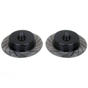 So. Cal. Classic VW Parts - Front Rotors, Left and Right, Ball Joint Style, Drilled, Slotted, and Coated, Blank Face, fits 1950-1979 Bug, Ghia, Super Beetle, Thing, and Type 3