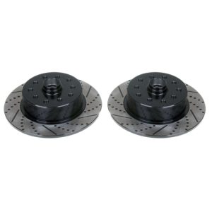 So. Cal. Classic VW Parts - Front Rotors, Left and Right, Ball Joint Style, Drilled, Slotted and Coated, 5 x 4.5” Ford and 5 X 4.75” Chevy, Fits 1950-1979 Bug, Ghia, Super Beetle, Thing and Type 3