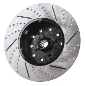 So. Cal. Classic VW Parts - Rear Brake Rotor, Drilled, Slotted and coated, Short Spline, Chevy 5 x 4 ¾ and Ford 5 x 4 ½ , Fits 1956-1967 Bug, Ghia