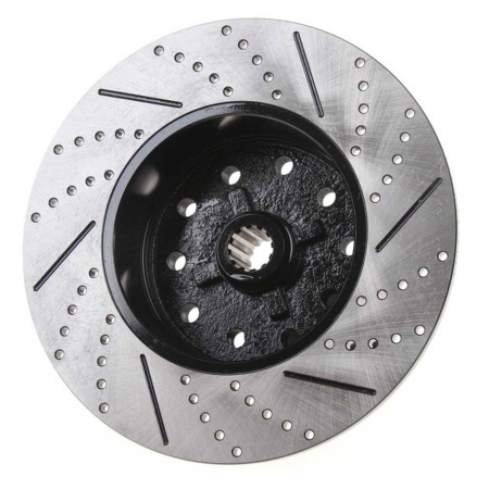 So. Cal. Classic VW Parts - Rear Brake Rotor, Drilled, Slotted and coated, Short Spline, Chevy 5 x 4 ¾ and Ford 5 x 4 ½ , Fits 1956-1967 Bug, Ghia