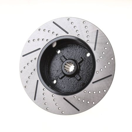 So. Cal. Classic VW Parts - Rear Brake Rotor, Drilled, Slotted and coated, Long Spline, 4 x 130mm, Fits 68-79 Bug, Ghia, Super Beetle, Thing and Type 3