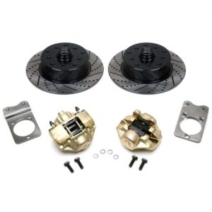 So. Cal. Classic VW Parts - No Hassle Front Disc Brake Kit, Double Drilled, Slotted and Electrostatically Coated, Porsche 5 x130mm and BMW 5 x 112mm, Fits 1966-1977 Bug, Ghia & Thing Stock Drum Spindles