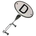 So. Cal. Classic VW Parts - “D” Sign with Stainless Steel Mounting Bracket for Rear Bumber, Fits 1950-1971 Bug and Ghia