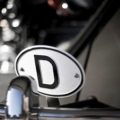 So. Cal. Classic VW Parts - “D” Sign with Stainless Steel Mounting Bracket for Rear Bumber, Fits 1950-1971 Bug and Ghia