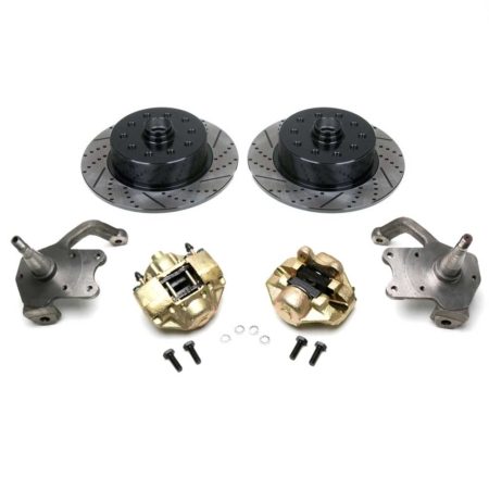 So. Cal. Classic VW Parts - Front Disc Brake Kit With Stock Disc Spindles, Double Drilled, Slotted and Electrostatically Coated, Chevy 5 x 4 ¾” and Ford 5 x 4 ½”, fits 1966-1977 Bug & Ghia