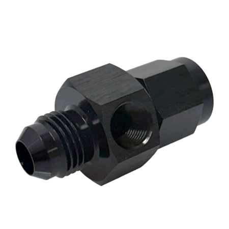 So. Cal. Classic VW Parts - 6 AN Male to -6 AN Female Straight Adapter with 1/8″ NPT Gauge Port, Black