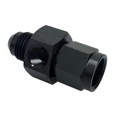 So. Cal. Classic VW Parts - 6 AN Male to -6 AN Female Straight Adapter with 1/8″ NPT Gauge Port, Black